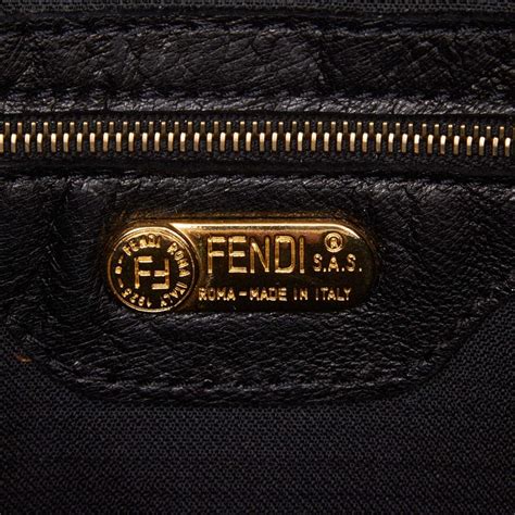 Fendi Black Leather Vintage Shoulder Bag Clutch 